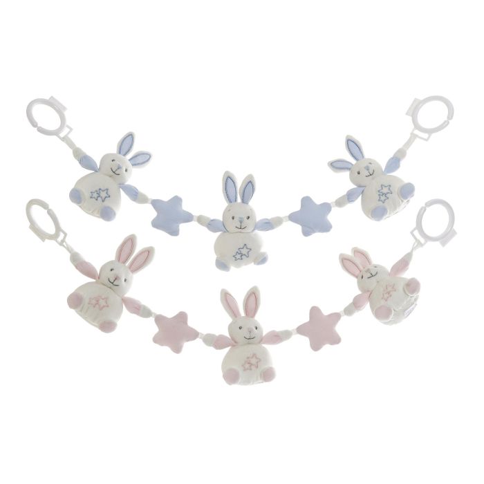 DKD Home Decor Peluche Conejo Bebé Happy Rabbit Poliéster Azul Celeste Rosa Surtido 6 x 12 x 62 cm (4 Unidades)