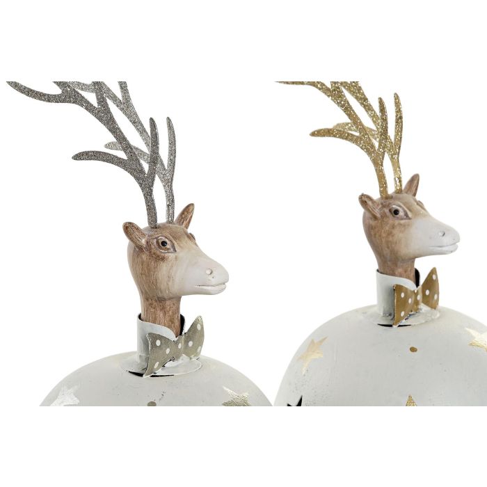 DKD Home Decor Figura de Reno Alpino con Cascabel, de Metal, Varios Colores (Blanco, Dorado, Plateado), 12x12x22 cm, Pack de 4 Unidades 1 DKD Home Decor Figura de Reno Alpino con Cascabel, de Metal, Varios Colores (Blanco, Dorado, Plateado), 12x12x22 cm, Pack de 4 Unidades 1
