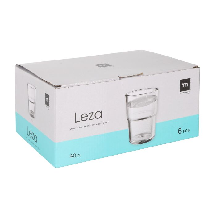 La Mediterranea Set 6 Vasos de Cristal Leza 400 ml – Ø8.7x11 cm para Agua, Zumo o Refrescos (8 Cajas) 2