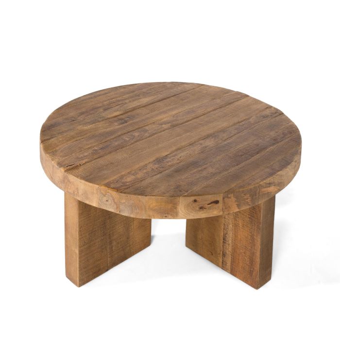 Giner y Colomer Mesa de Centro Redonda en Madera de Mango Natural con 3 Patas 2