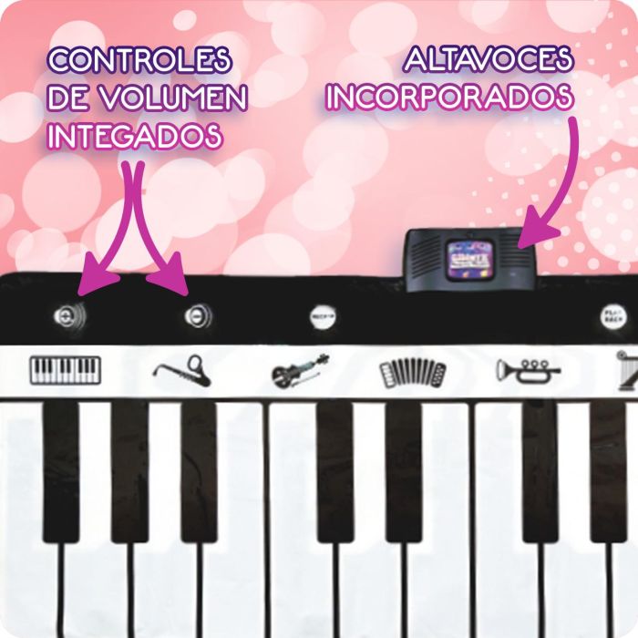 Deqube Manta Musical Piano XL 2 metros, 24 teclas, 4 modos, 8 instrumentos, 10 melodías, +3 años 2