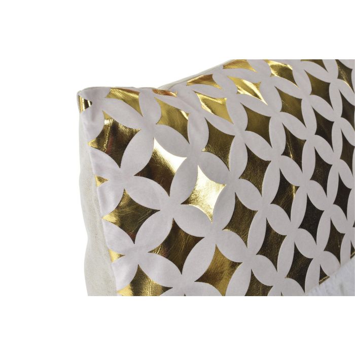 DKD Home Decor Cojín Chic Gris Dorado 15x45x45 cm con Plumas, 100% Poliéster, Cierre Cremallera Oculta (4 Unidades) 1