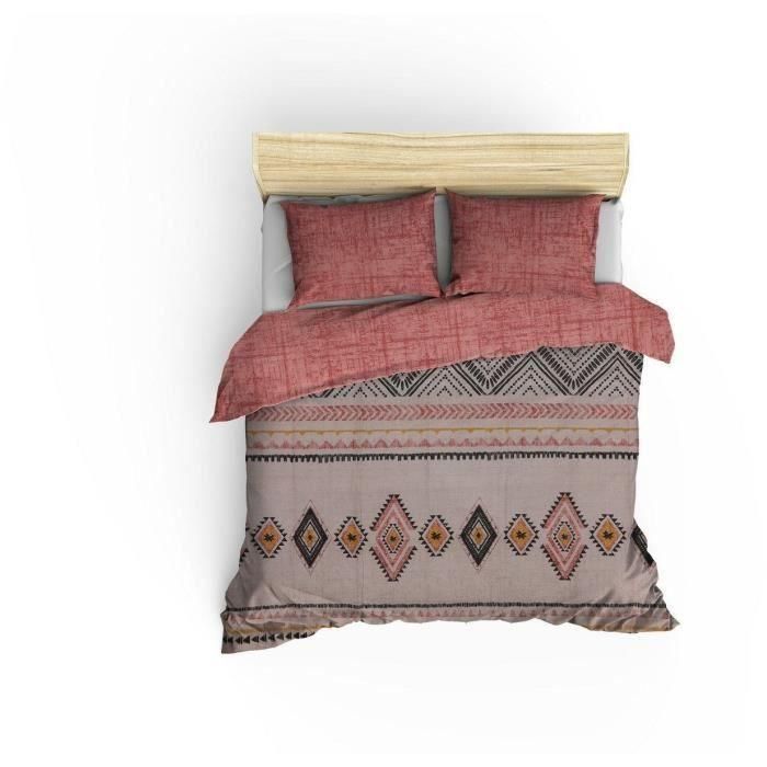 Juego de cama - 1 funda nórdica 220x240 cm + 2 fundas de almohada 60x60 cm - 100% algodón - Rojo 1 Juego de cama - 1 funda nórdica 220x240 cm + 2 fundas de almohada 60x60 cm - 100% algodón - Rojo 1