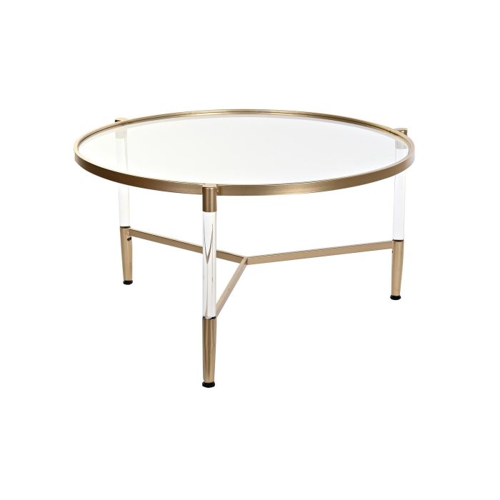 DKD Home Decor Mesa Centro Glam Dorado Transparente de Metal Acrílico Desmontable 87 cm Ancho x 50 cm Alto x 87 cm Largo 4
