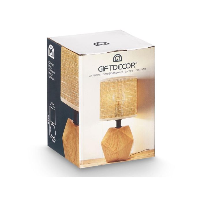 Giftdecor Lámpara de Sobremesa Prisma Efecto Madera, E27, Marrón, 14x28.5x14 cm (12 Unidades) 2 Giftdecor Lámpara de Sobremesa Prisma Efecto Madera, E27, Marrón, 14x28.5x14 cm (12 Unidades) 2