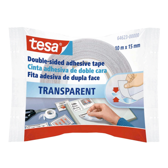 Tesa Cinta Adhesiva Doble Cara Transparente 10 mt x 15 mm 1