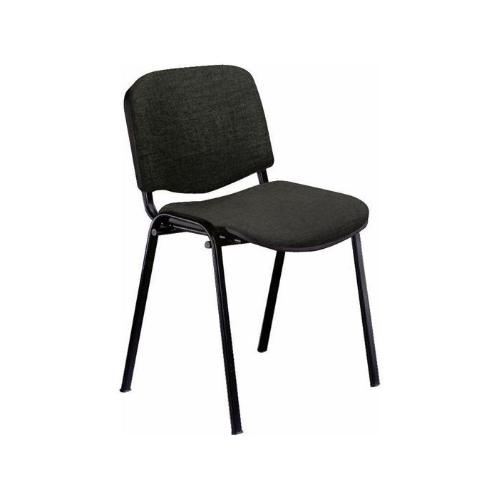 Unisit Silla Confidente Dado Tapizada Negra - Asiento de Visita con 4 Patas