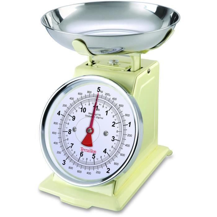 Báscula de cocina mecánica - TERRAILLON - TRAD 500 Creme - Capacidad 5 Kg - Estilo retro - Bol 1 L Báscula de cocina mecánica - TERRAILLON - TRAD 500 Creme - Capacidad 5 Kg - Estilo retro - Bol 1 L