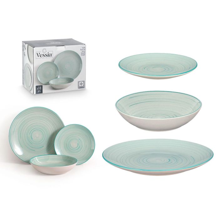 Set Vajilla 18 Pcs Espiral Azul Vessia 34X28CM (2 Unidades) Set Vajilla 18 Pcs Espiral Azul Vessia 34X28CM (2 Unidades)