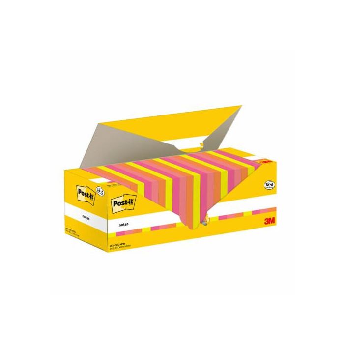 Post-It 7100317837 Pack 24 Blocs Notas Adhesivas 76x76mm 100 Hojas Colores Surtidos Caja Cartón