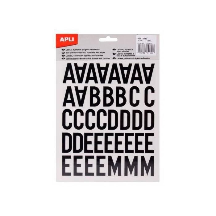 Apli Letras Mayúsculas De Palo Adhesivas Mayúsculas De 40 mm Negro -5 Hojas- Apli Letras Mayúsculas De Palo Adhesivas Mayúsculas De 40 mm Negro -5 Hojas-