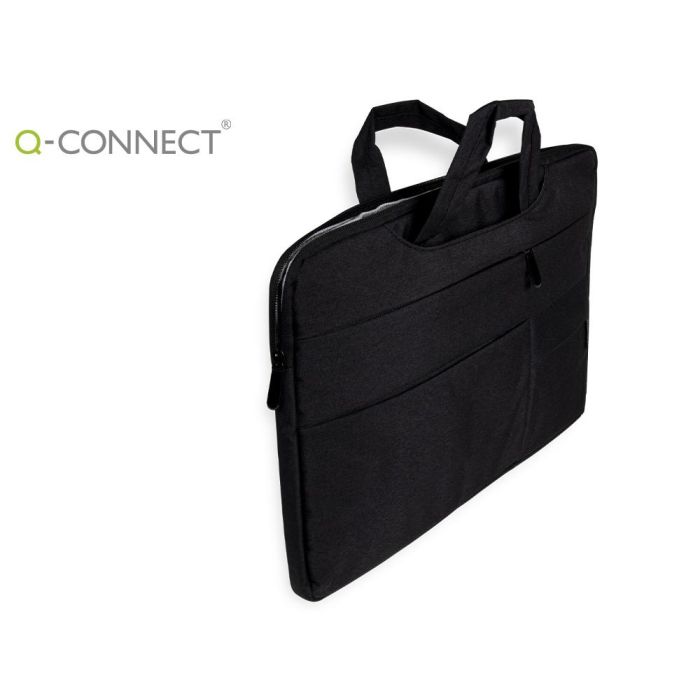 Funda Para Portatil Q-Connect 15,6-' Con Asas Retractiles Cremallera 3 Bolsillos Exteriores Negro