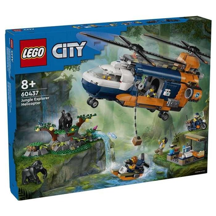 Exploradores de la jungla: helicóptero en campamento base lego city