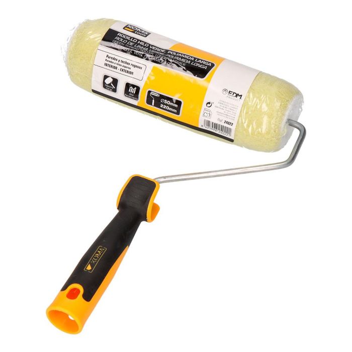 Koma Tools Rodillo Hilo Verde Ø50 x 220 mm para Paredes y Techos Rugosos, Poliamida Larga, Uso Interior y Exterior 1