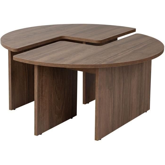 Mesa de centro redonda MOIRA Nogal - CAL1738350996215 - 90 x 90 x 41 cm