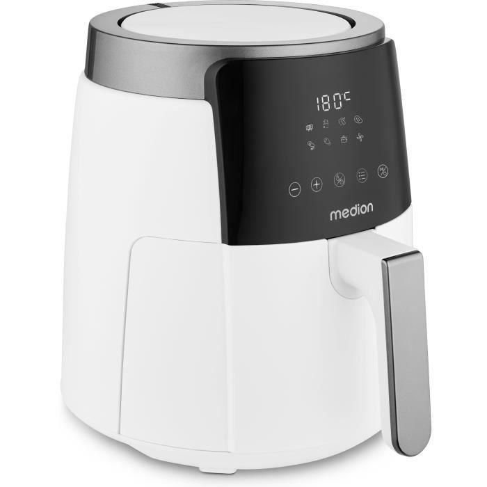 Freidora de aire caliente - MEDION - MD13030 - Digital - Airfryer - 1500 vatios - Temporizador de 60 minutos - Hasta 200 °C - 4,7 L - Blanco 3