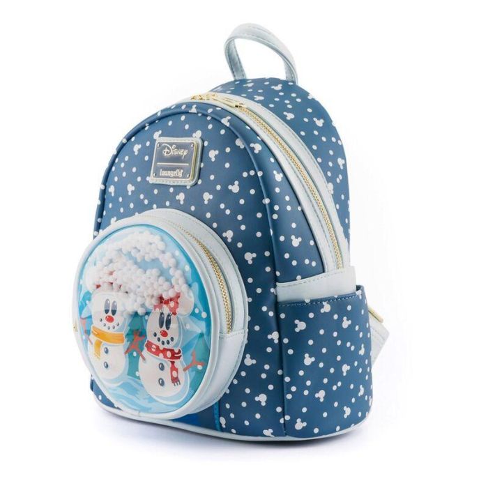 Loungefly Mochila Mini Disney Mickey y Minnie Snow Globe con Pompones - Cuero Vegano 1 Loungefly Mochila Mini Disney Mickey y Minnie Snow Globe con Pompones - Cuero Vegano 1