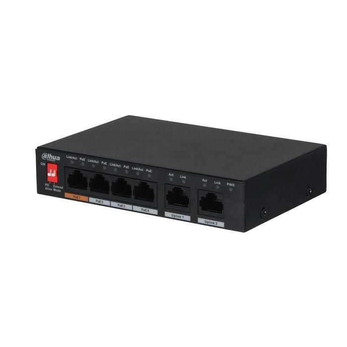Dahua Switch PoE 4 puertos Fast Ethernet + 2 RJ45 uplink no gestionable 1