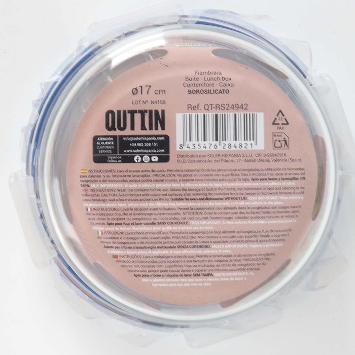 Inde Fiambrera Redonda con Tapa Hermética Ø17cm Estilo "Boho" 900cc (6 Unidades)