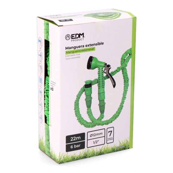 Edm Manguera extensible 22 m con pistola de riego, adaptador y enlaces anti-rotura 4 Edm Manguera extensible 22 m con pistola de riego, adaptador y enlaces anti-rotura 4