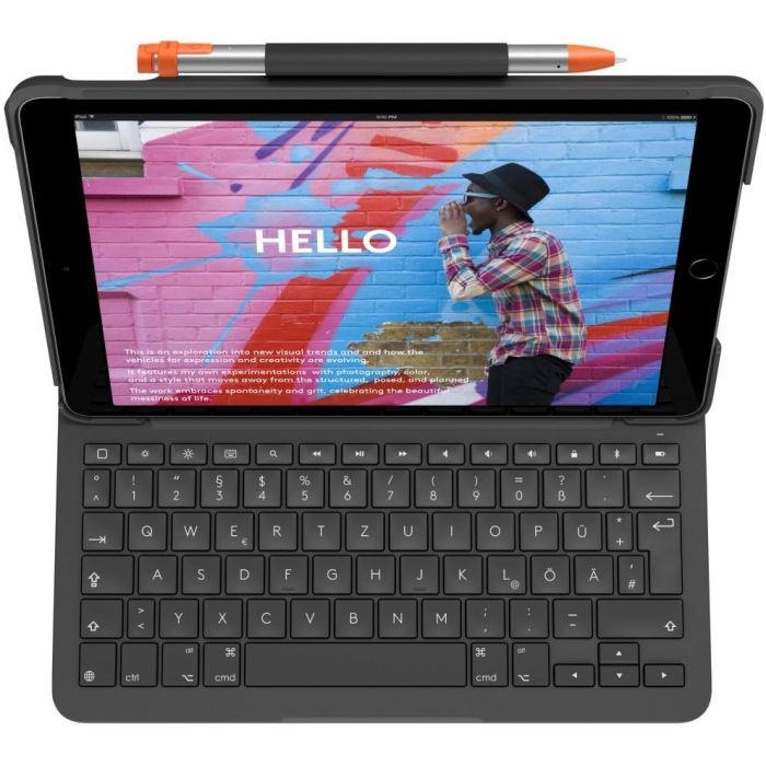 Teclado Bluetooth Logitech Slim Folio Negro Gris Grafito Alemán QWERTZ 2
