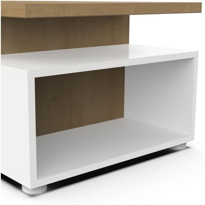 Demeyere DEM3397704660089 - Mesa de centro rectangular ACCESS, 3 nichos, roble Hamilton y blanco, L 91,8 x P 50 x H 36 cm 4