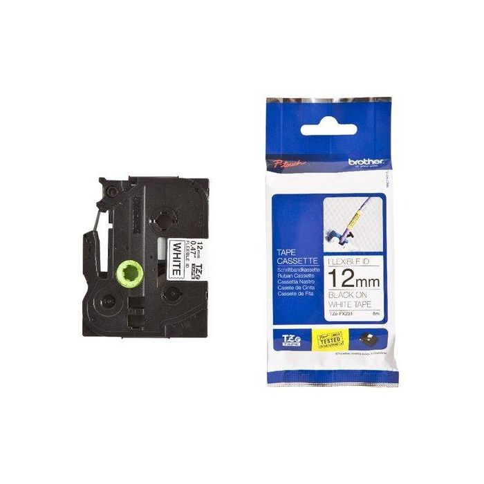BROTHER Cinta laminada Blanco / negro (Flexibles) 12mm