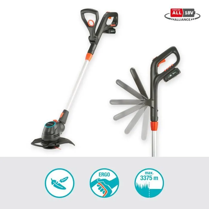 Gardena Recortadora de Césped ComfortCut 23/18V P4A, Ancho de Corte 23 cm, Incluye Batería y Cargador 1
