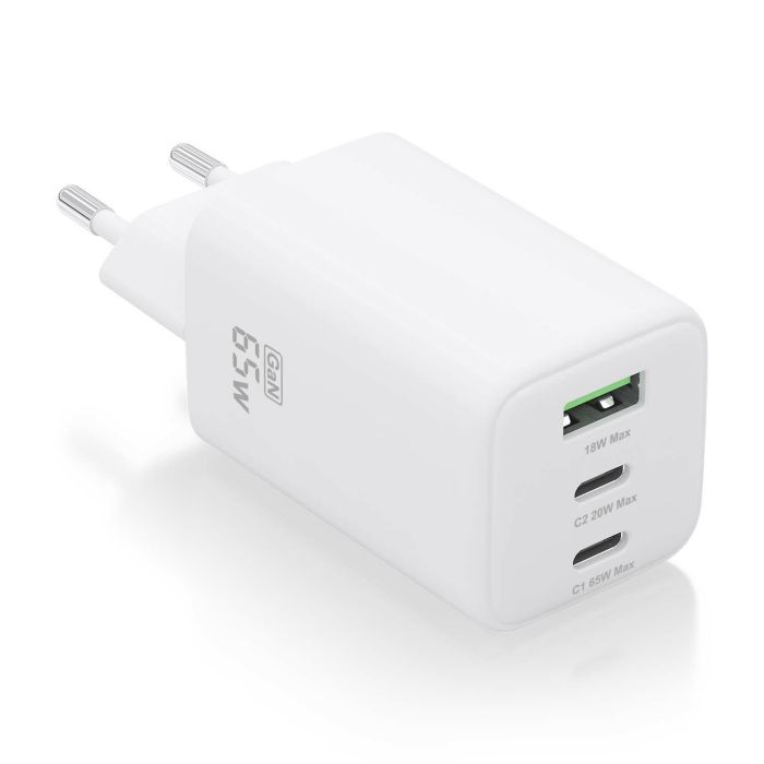 AISENS - CARGADOR GaN 65W, 2xUSB-C PD3.0 QC4.0, 1xUSB-A QC3.0, BLANCO AISENS - CARGADOR GaN 65W, 2xUSB-C PD3.0 QC4.0, 1xUSB-A QC3.0, BLANCO
