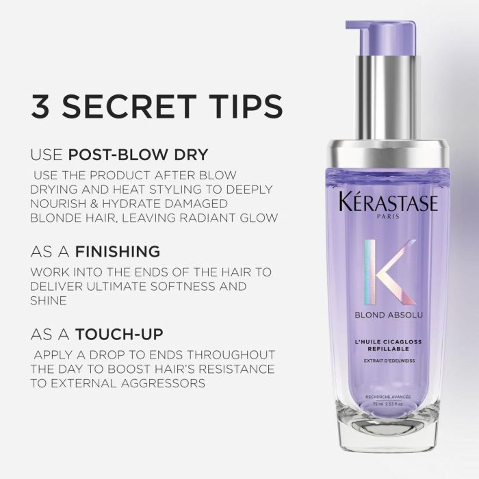 Kerastase BLOND ABSOLU aceite concentrado hidratante recarga 75 ml - Hidratación intensa para cabello dañado 6 Kerastase BLOND ABSOLU aceite concentrado hidratante recarga 75 ml - Hidratación intensa para cabello dañado 6