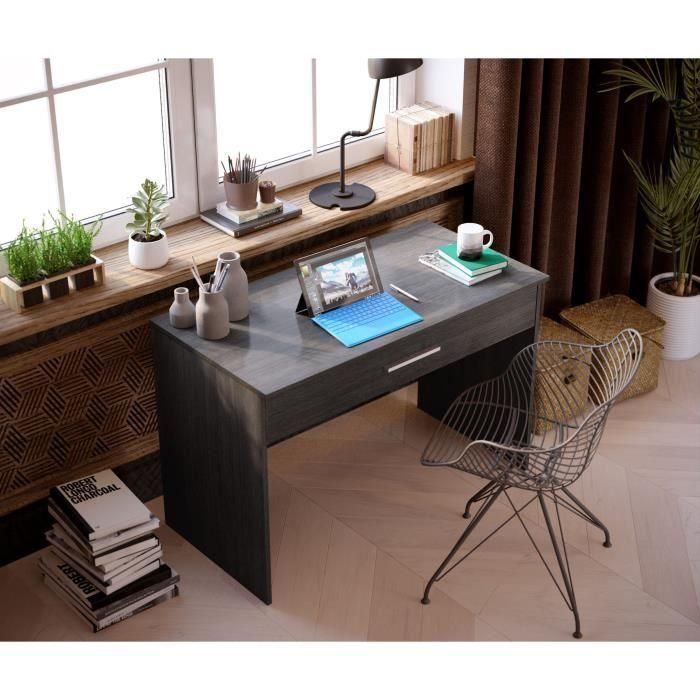 Escritorio con cajones grandes - Melamina gris ceniza - 110 x 56 x 81,5 cm 3 Escritorio con cajones grandes - Melamina gris ceniza - 110 x 56 x 81,5 cm 3