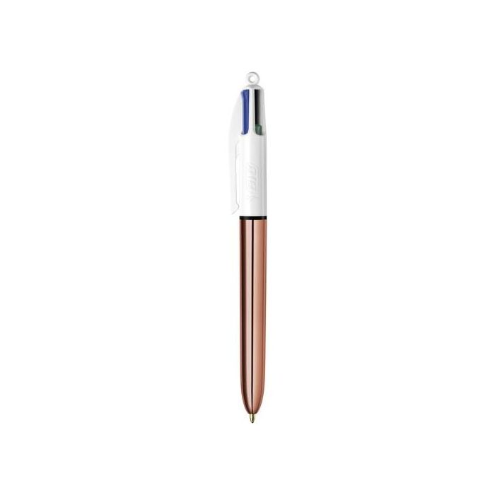 Bic Bolígrafo 4 Colores Rose Gold Cuerpo Blanco-Rosa Metálico Caja 12 Ud