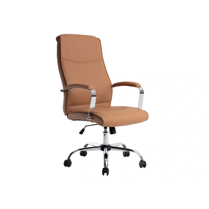 Q-connect Silla de Dirección Premium en Similpiel Color Crema, Base Metálica, Ruedas Suaves, Altura Ajustable - Máximo Confort y Elegancia para tu Oficina Moderna. 4