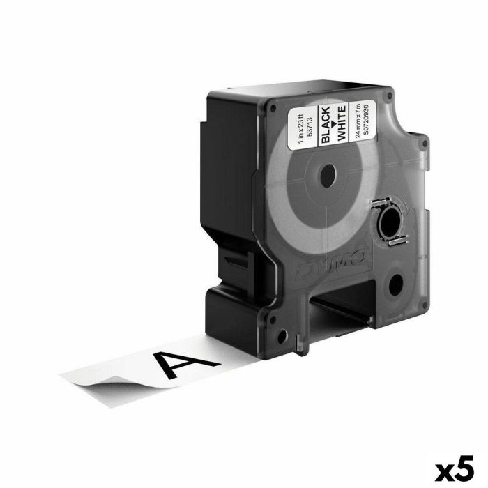 Cinta Laminada para Rotuladoras Dymo D1 53713 24 mm LabelManager™ Blanco Negro (5 Unidades) Cinta Laminada para Rotuladoras Dymo D1 53713 24 mm LabelManager™ Blanco Negro (5 Unidades)