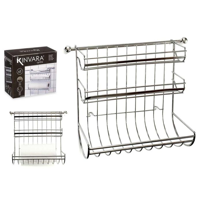 Portarrollos Triple Cromado Kinvara 32x30x16 cm - Metal Plata (6 Unidades)
