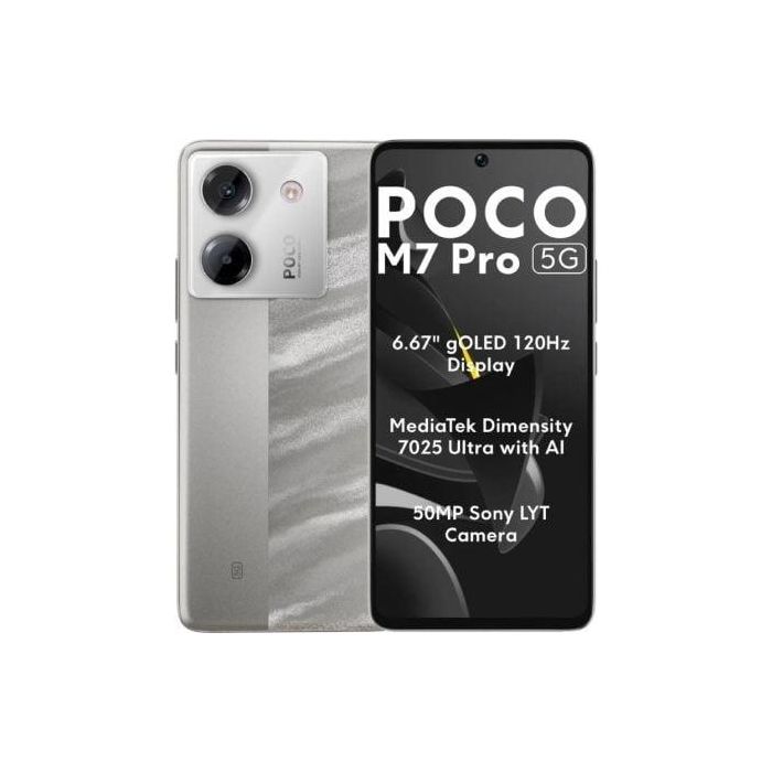 Xiaomi POCO M7 Pro 5G Smartphone M7P 5G 8-256 SV 8GB RAM, 256GB Almacenamiento, Pantalla AMOLED 6.67" 120Hz, 50MP Cámara, Plata 0 Xiaomi POCO M7 Pro 5G Smartphone M7P 5G 8-256 SV 8GB RAM, 256GB Almacenamiento, Pantalla AMOLED 6.67" 120Hz, 50MP Cámara, Plata 0