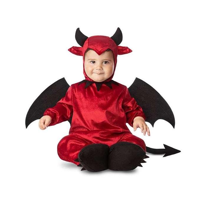 Disfraz bebé diablo gorro, alas, mono con cola y patucos talla 7-12 m Disfraz bebé diablo gorro, alas, mono con cola y patucos talla 7-12 m