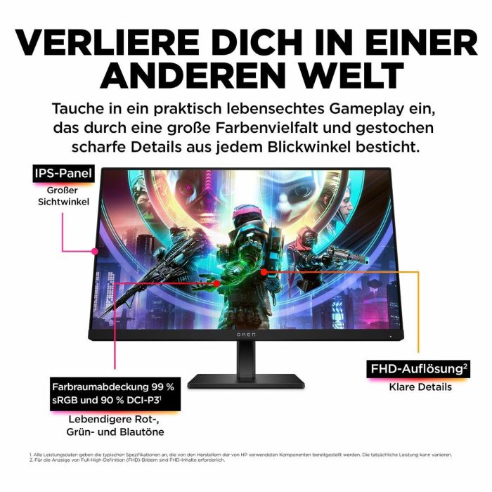 HP OMEN 24 Monitor Gaming 23.8 pulgadas FHD 165Hz para Juegos de Alto Rendimiento, Colores Vibrantes y Diseño Elegante 29