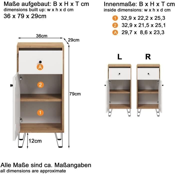 Mueble de baño Touch blanco mate, decoración roble. 3
