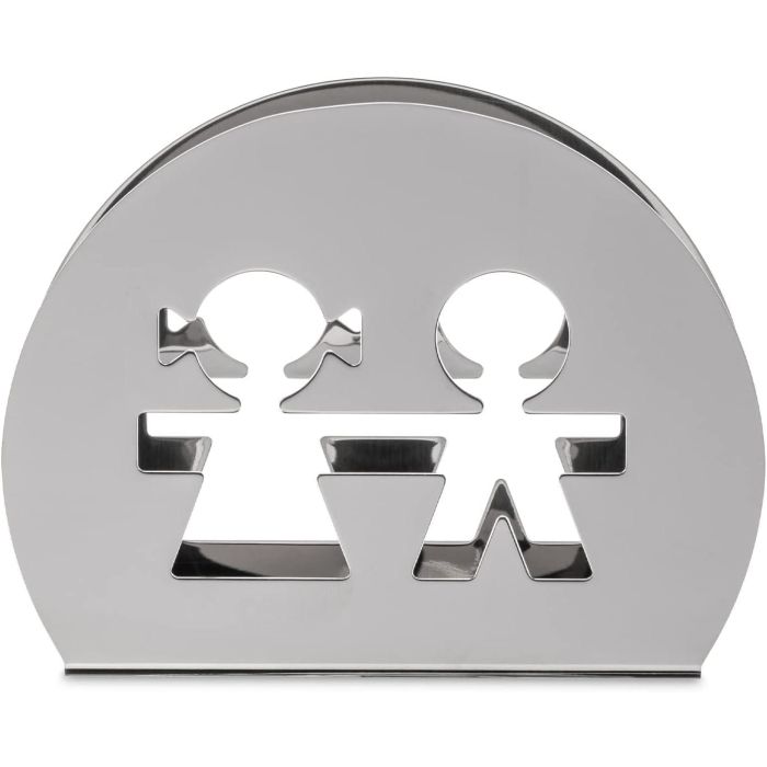 Alessi Girotondo Servilletero Mujer y Hombre en Acero Inoxidable 18/10 AKK51** - Diseñado por King-Kong
