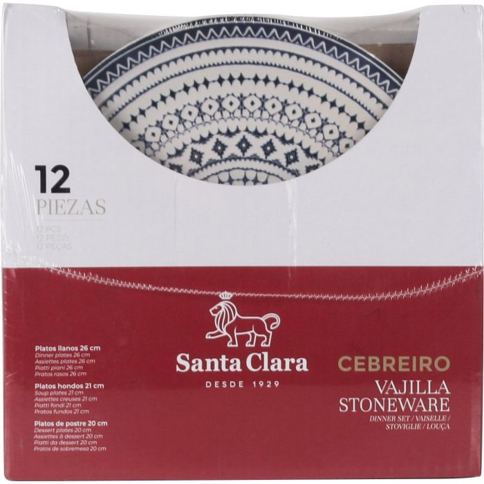 Vajilla Cebreiro Monaco 12 Piezas - Santa Clara, Stoneware, Lavavajillas y Microondas (2 Unidades) 1 Vajilla Cebreiro Monaco 12 Piezas - Santa Clara, Stoneware, Lavavajillas y Microondas (2 Unidades) 1
