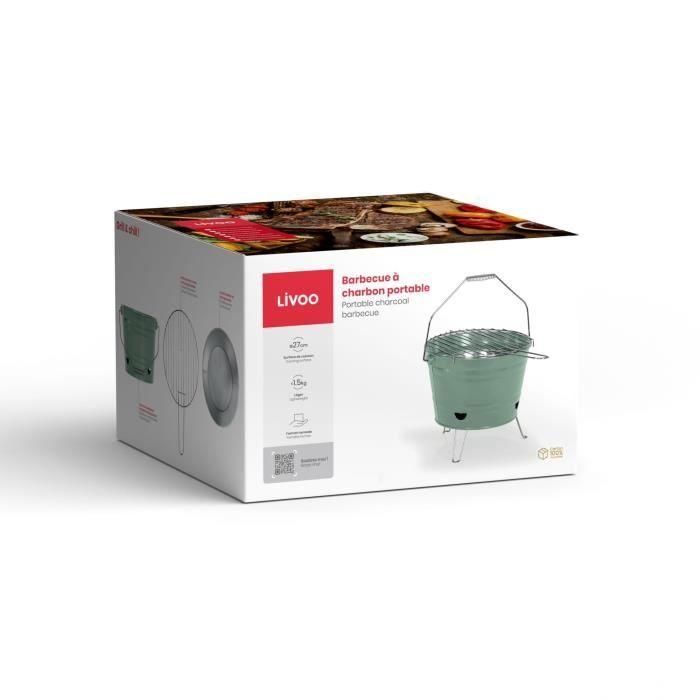 Livoo DOC327V Barbacoa de carbón portátil, verde, ligera, plegable, fácil de limpiar 4
