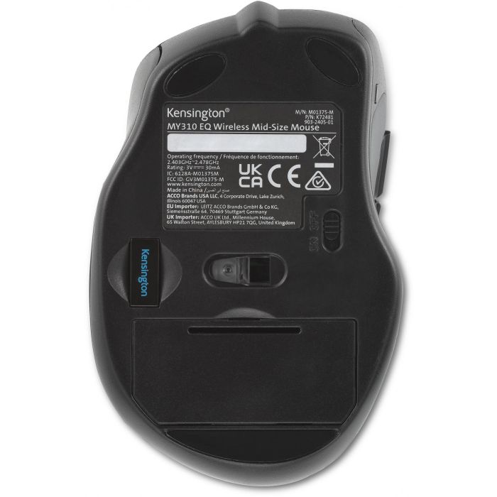 Kensington MY310 EQ Ratón Inalámbrico Ergonómico Mediano, Óptico con DPI Ajustable, Botones de Navegación, Materiales Reciclados 3