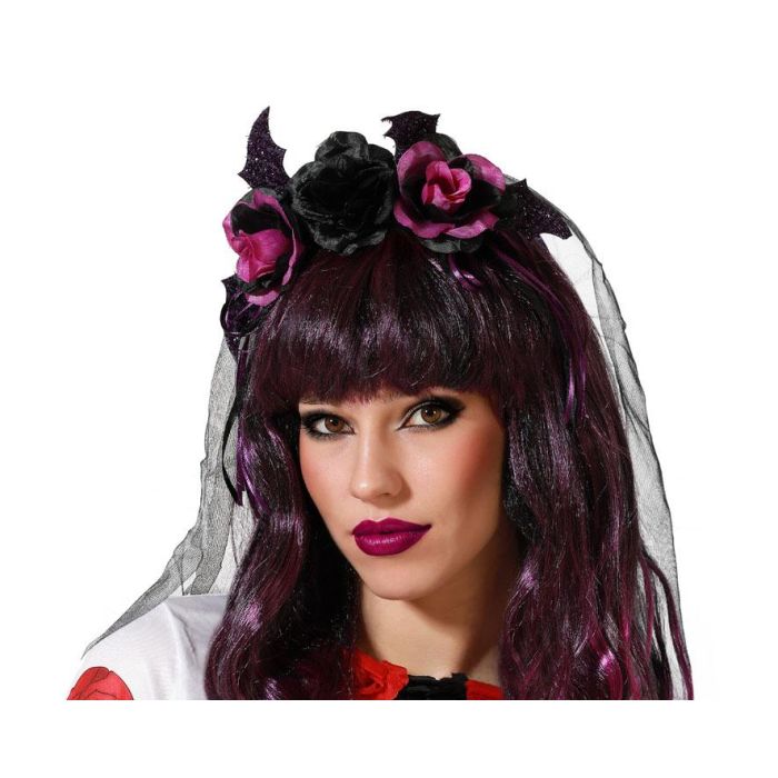 Diadema Halloween Rosas Púrpura Mujer Adulto