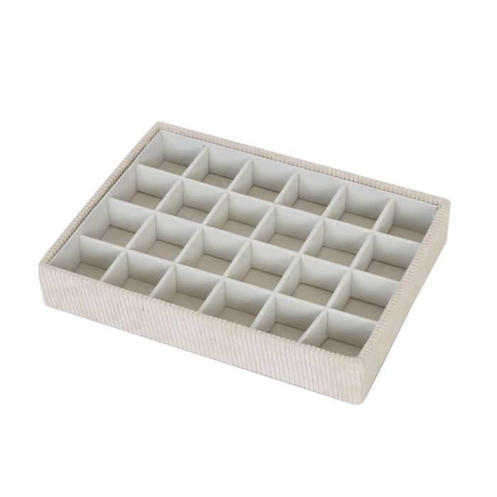 Caja-Joyero Versa Beige Poliéster Cartón 19 x 4 x 25 cm