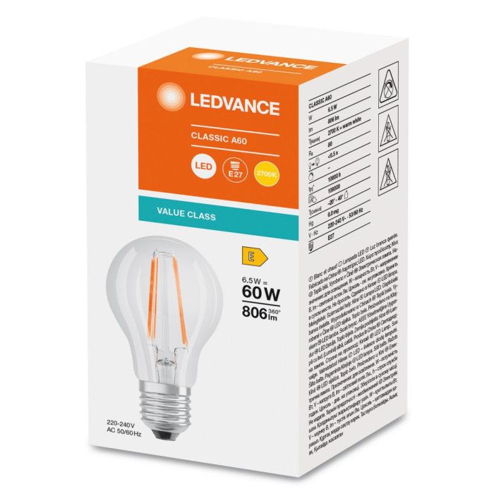 [LVE-4099854062520] Ledvance/Osram Bombilla LED "Classic" E27 6,5W 806Lm 2700K 300º IP20 1