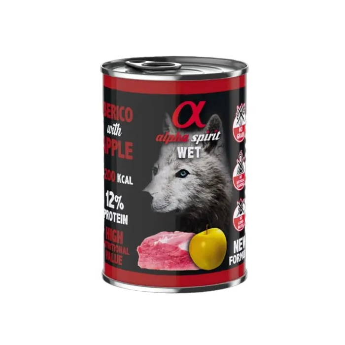 Alpha Spirit Alimento Húmedo para Gatos Adultos Sabor Cerdo y Manzana en Lata 6x400g