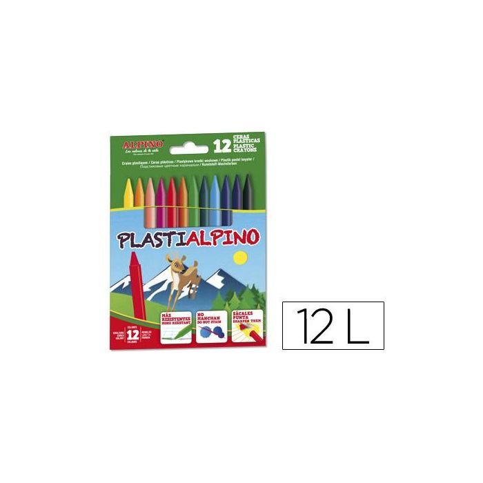 Alpino Ceras Plásticas Plastialpino 115 mm No Manchan Estuche De 12 C-Surtidos