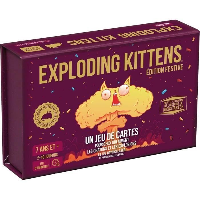 Asmodee ASM1722011195706 Exploding Kittens: Festive Edition Juego de Fiesta Para Adultos 15 Minutos