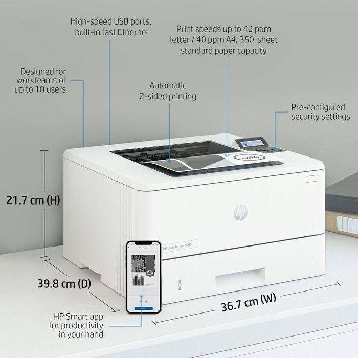 HP 4002dne Impresora Láser LaserJet Pro - Máxima Productividad, Altas Velocidades, Gestión Sencilla, HP+ 5